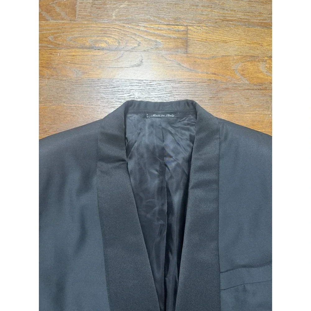 Vintage Canali Tuxedo Wool Peak Satin Lapel Black 1-Button Blazer Jacket 52R